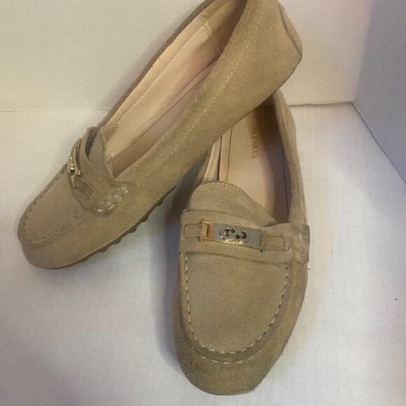 Cole Haan Beige Suede Leather Slip On Loafer Shoes Women, size 8.5B - Picture 1 of 8